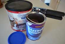 Coffee can with can opener on lid
