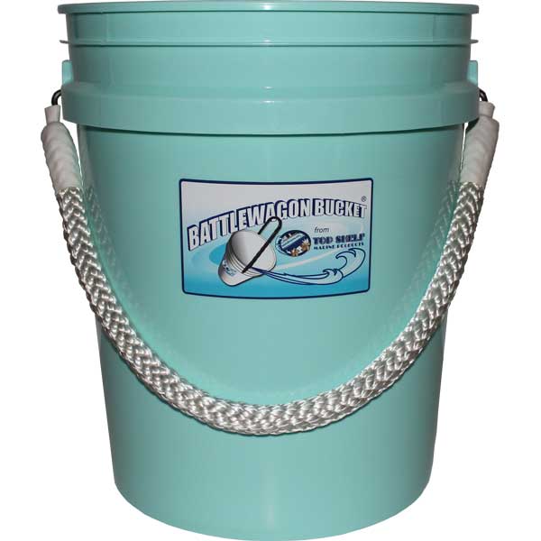 Battlewagon Bucket - 5 Gallon Seafoam with White Rope Handle